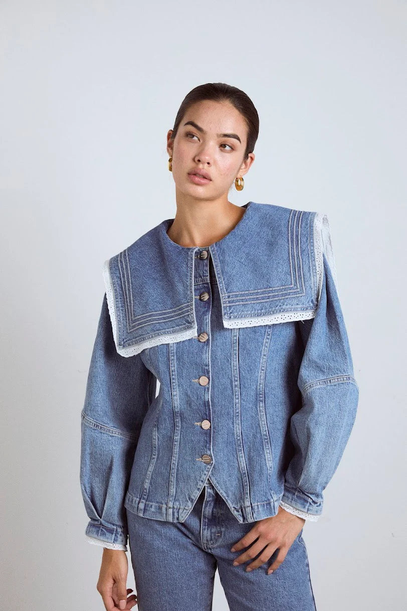 Damson Madder Broderie Sailor Jacket - Rider Wash