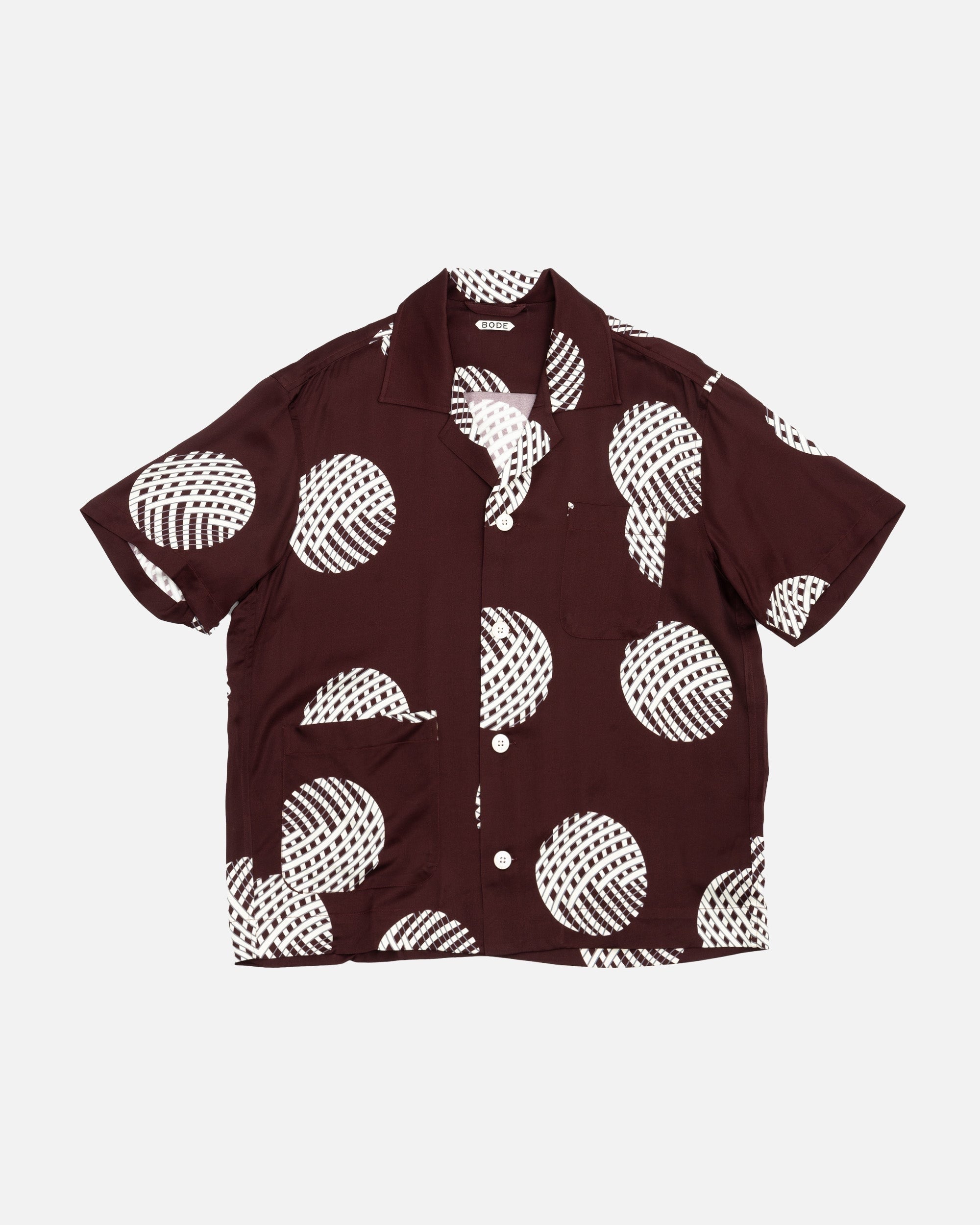 BODE Lattice Sphere Short Sleeve Shirt Burgundy