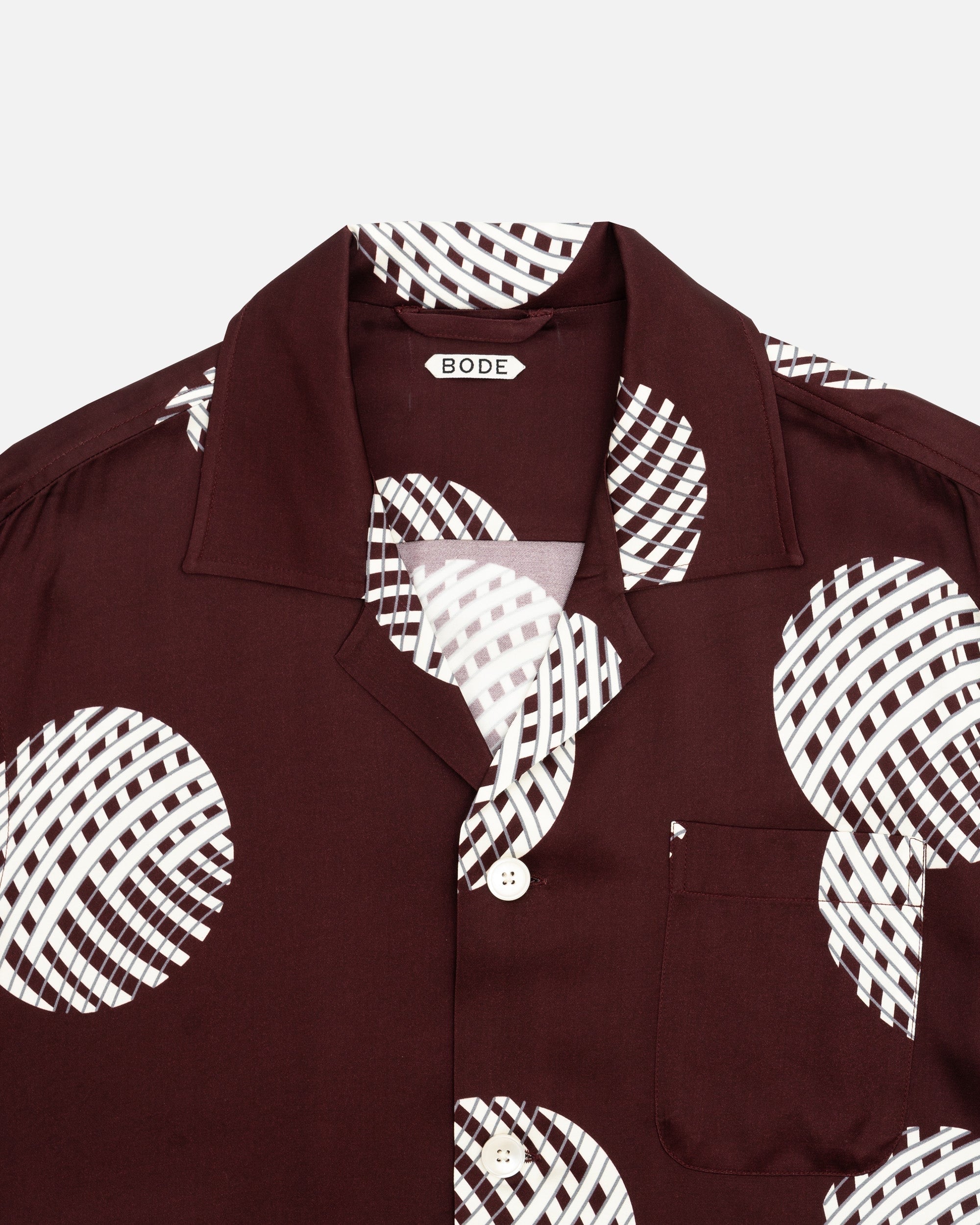 BODE Lattice Sphere Short Sleeve Shirt Burgundy