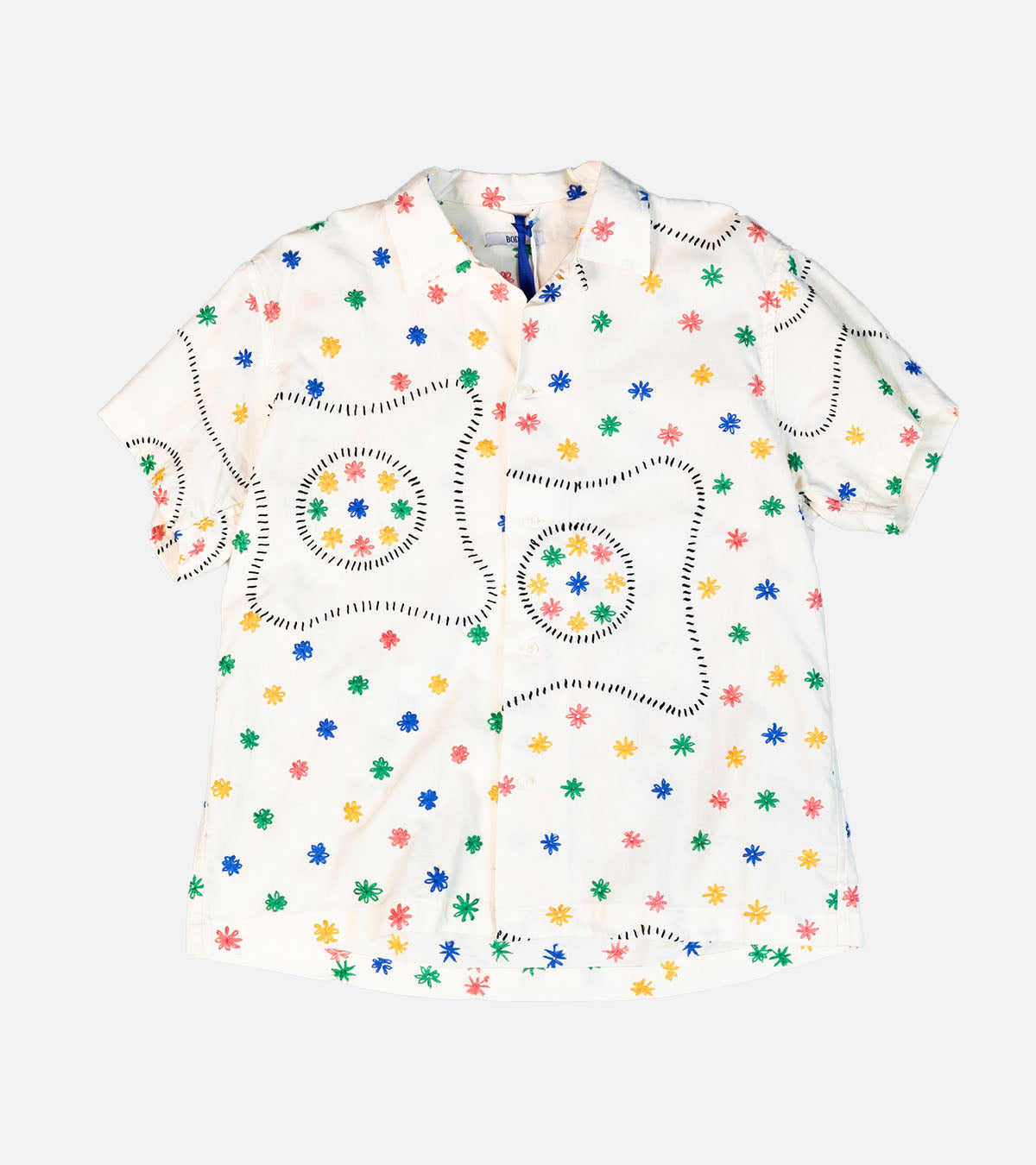 BODE Hand Stitched Fleurette Shirt, Off-White