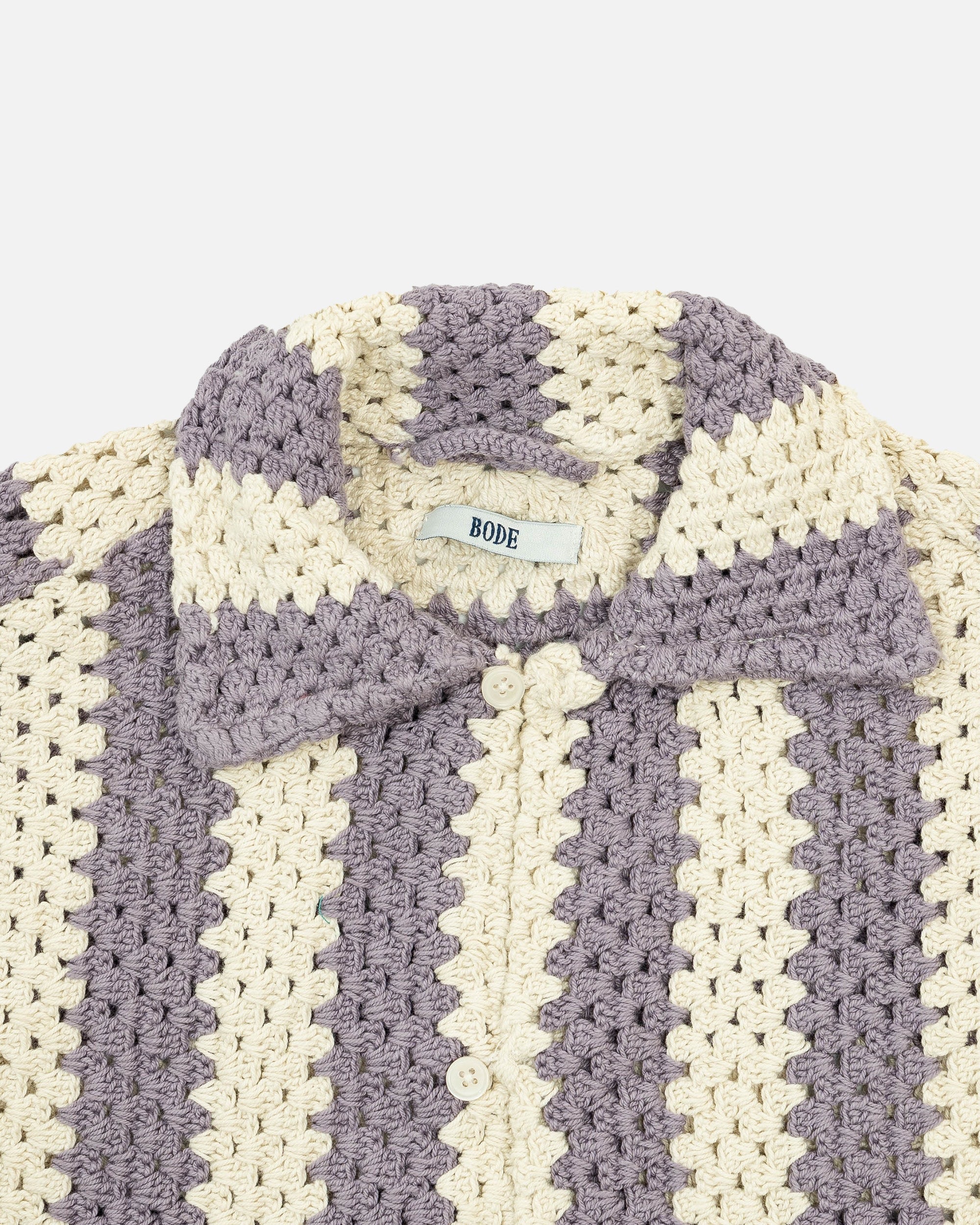 BODE Flagship Crochet Shirt Lavender