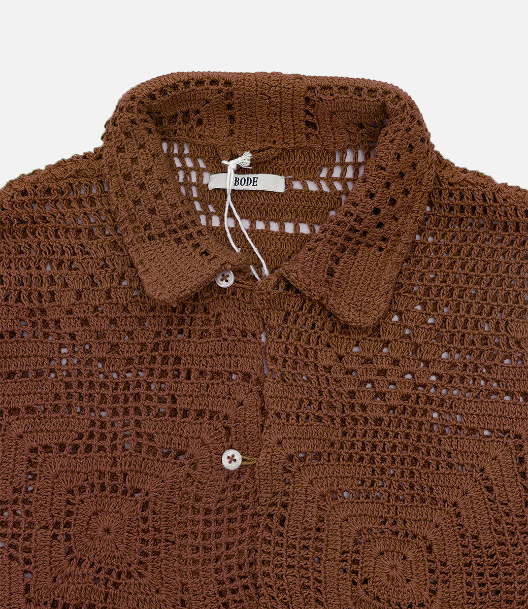 BODE Crochet Overshirt Brown