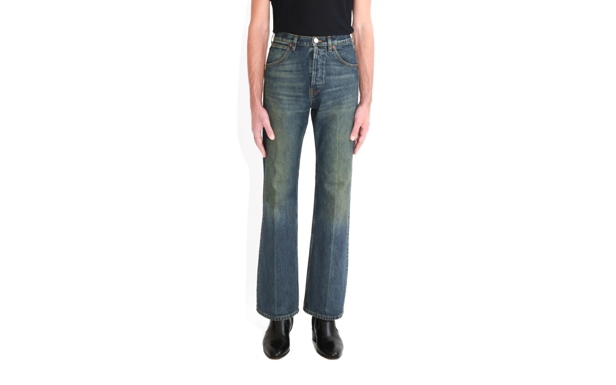 Husbands Paris Flared High-Waisted Jeans In Denim - Washed Indigo