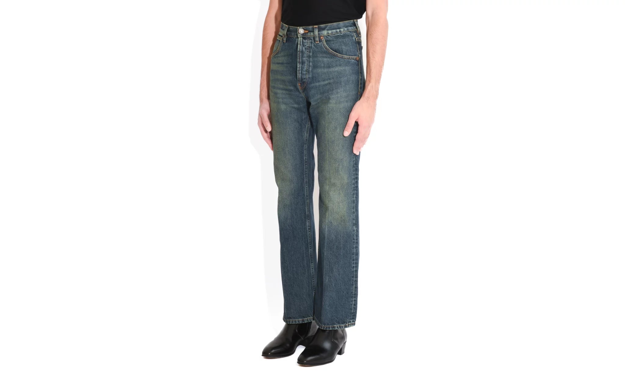 Husbands Paris Flared High-Waisted Jeans In Denim - Washed Indigo