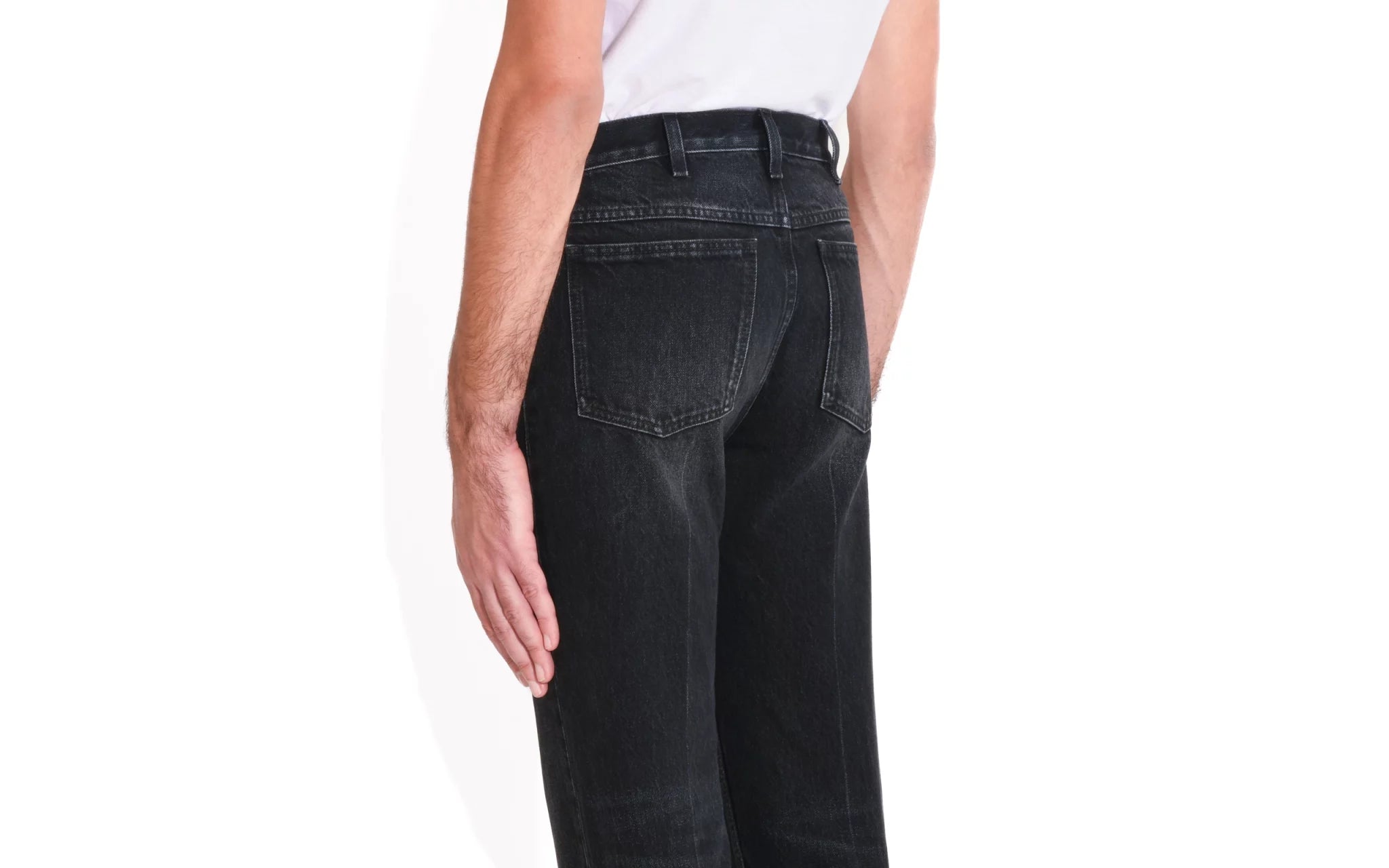 Husbands Flared High Waisted Jeans in Washed Black Denim