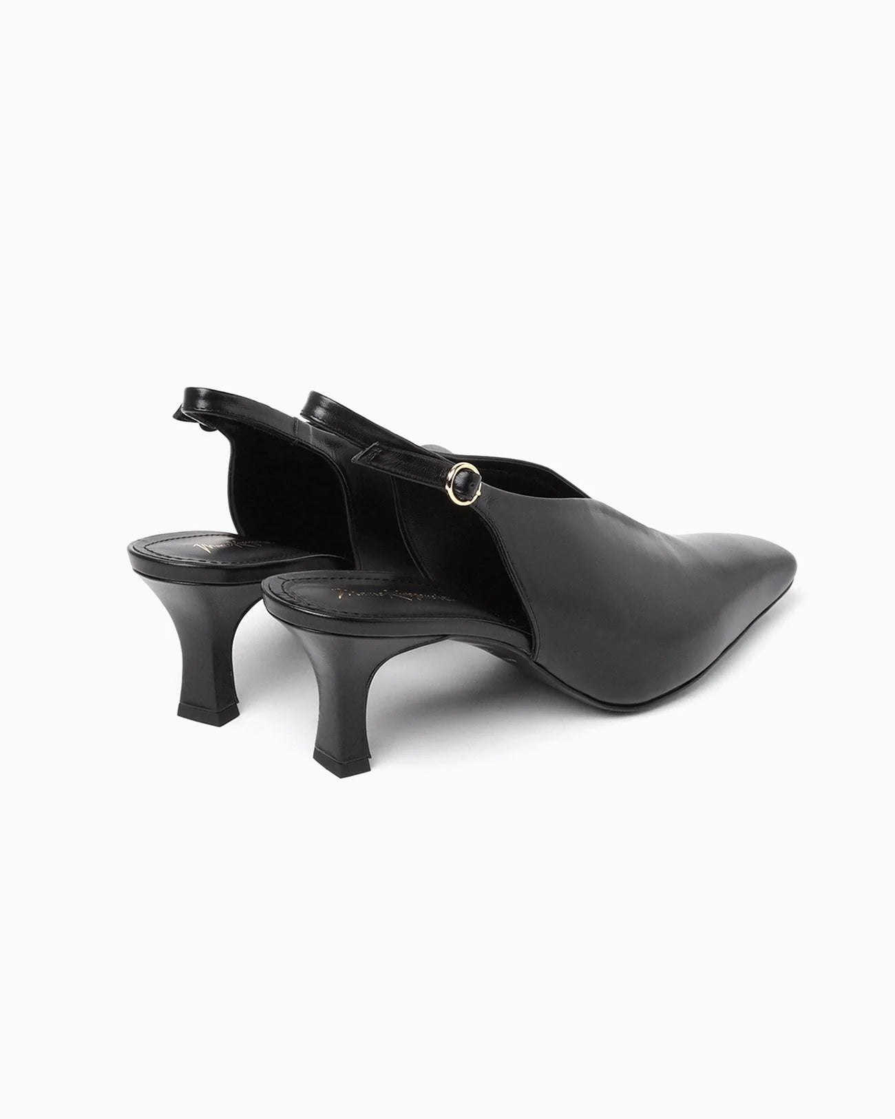 Mame Kurogouchi Curved Line Sling Back Heels - Black