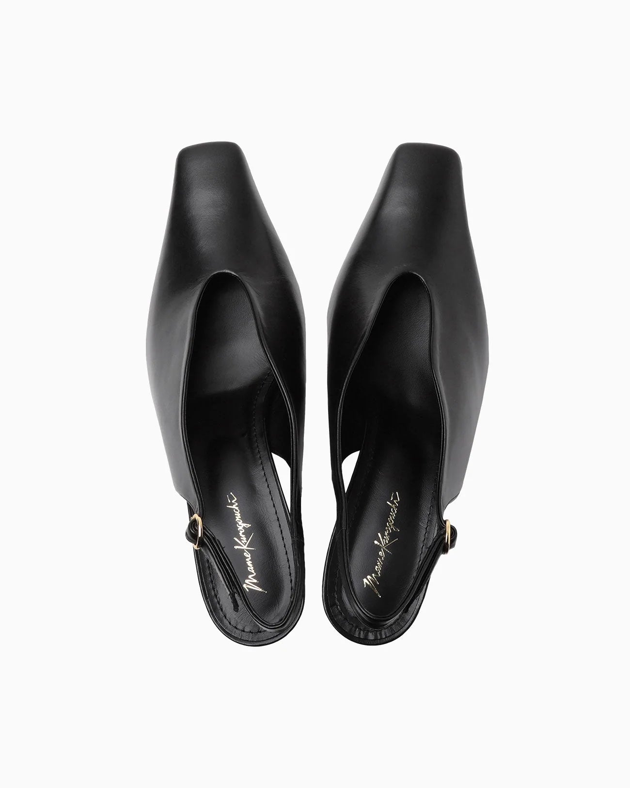 Mame Kurogouchi Curved Line Sling Back Heels - Black
