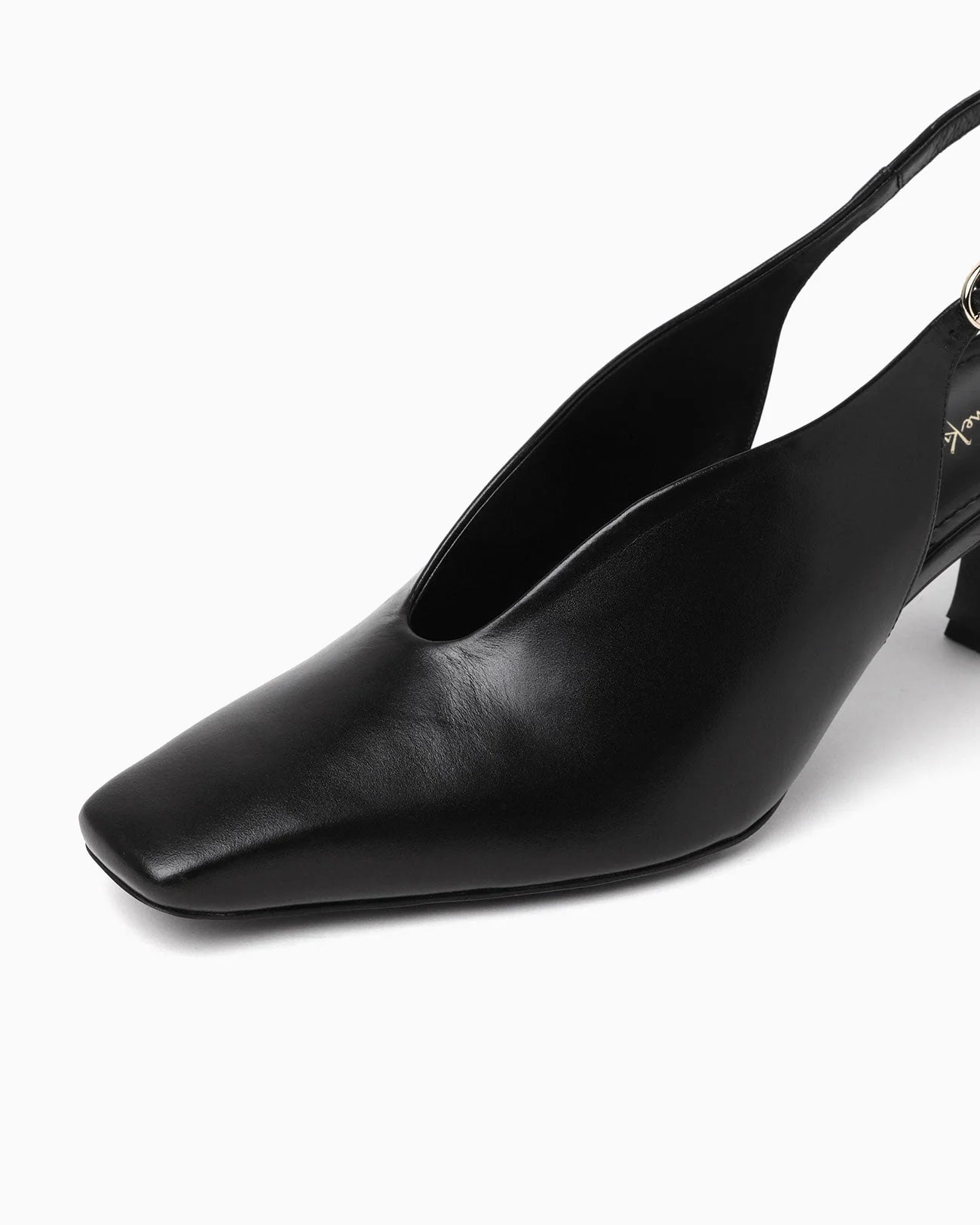 Mame Kurogouchi Curved Line Sling Back Heels - Black