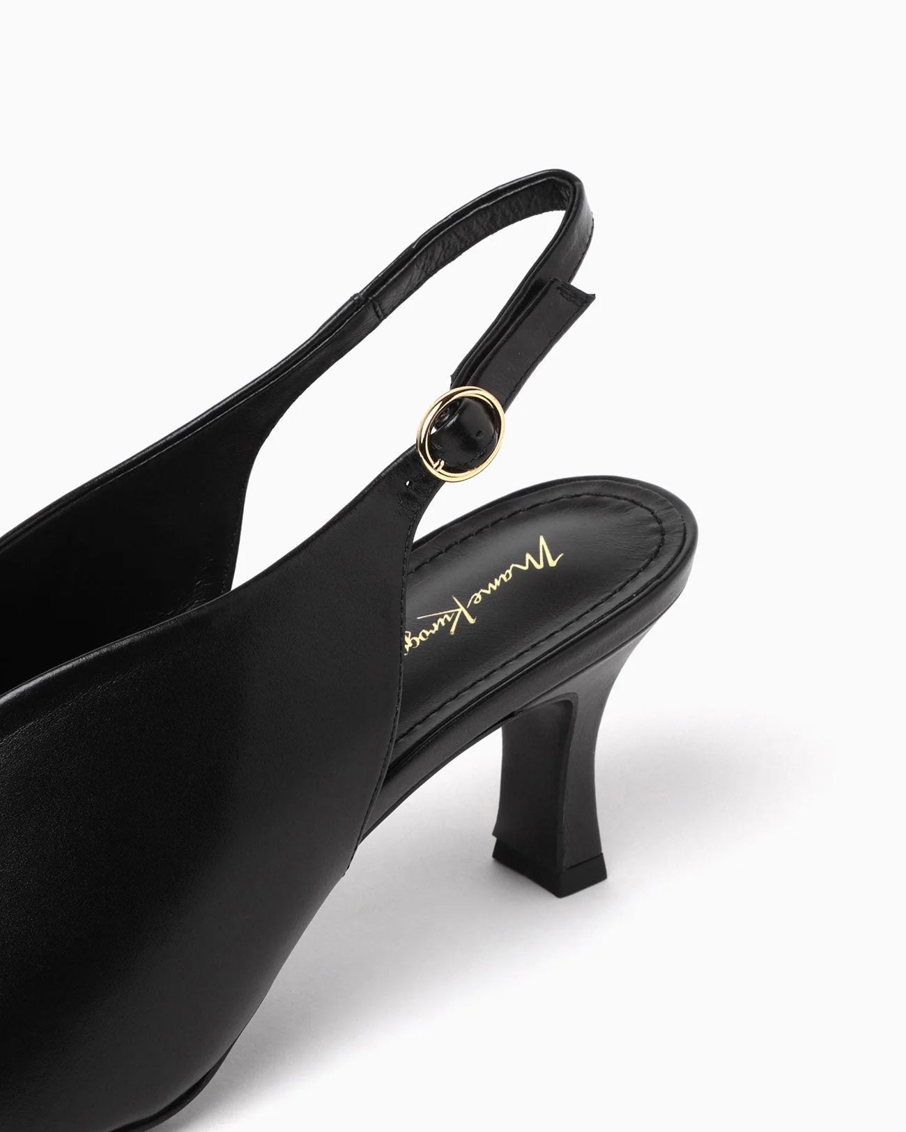 Mame Kurogouchi Curved Line Sling Back Heels - Black