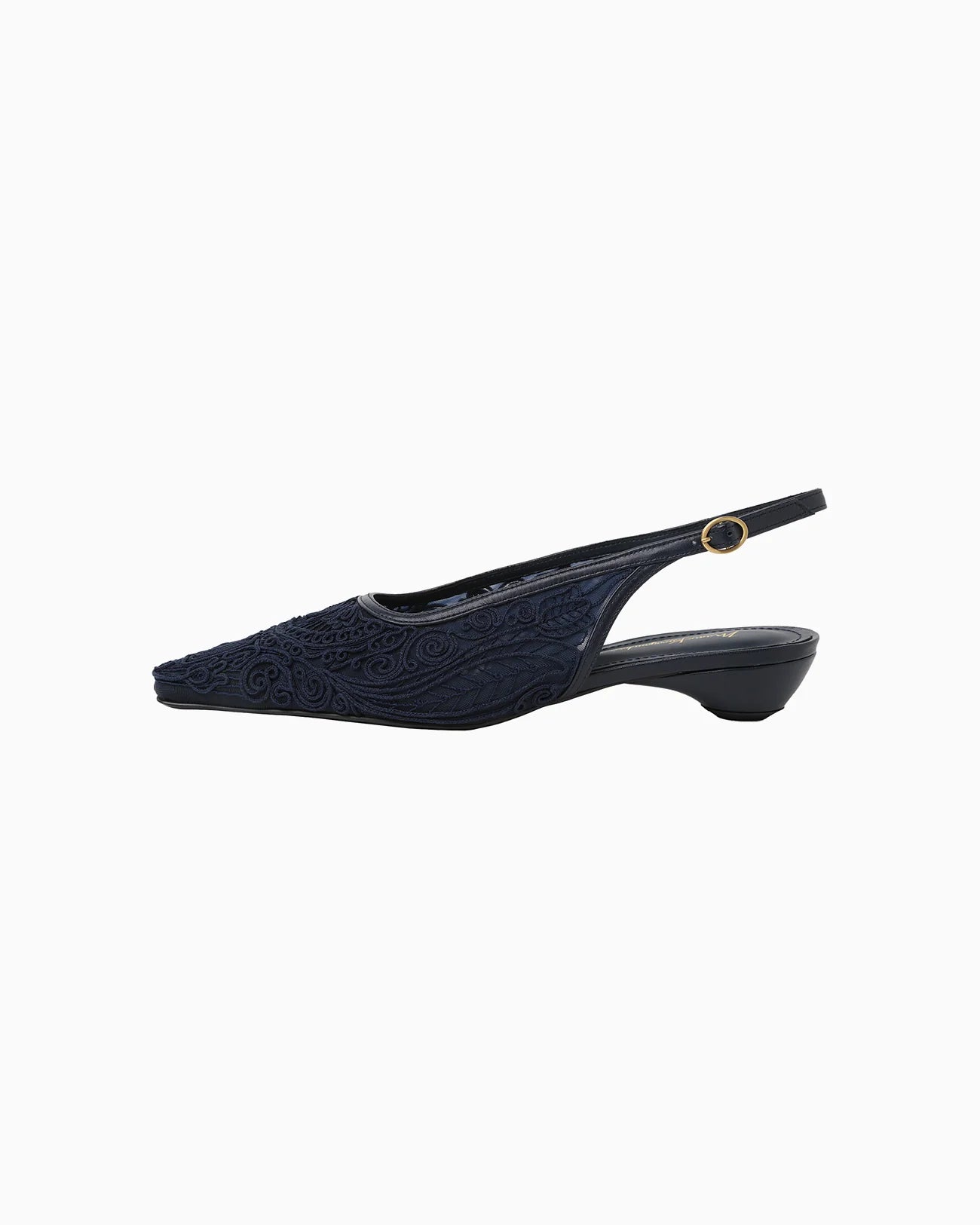 Mame Kurogouchi-Cording Embroidery Sling Back Heels - navy