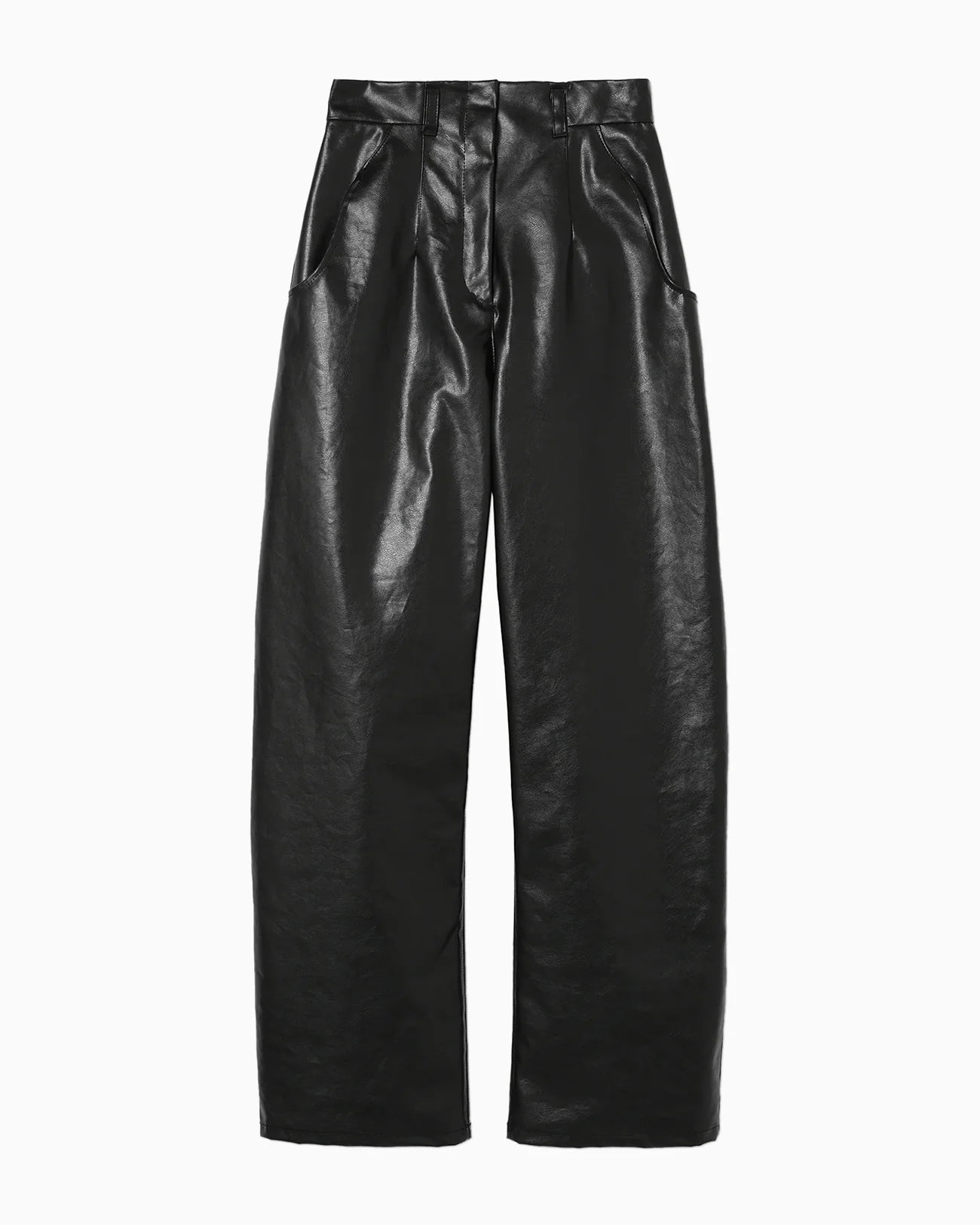 Mame Kurogouchi Coated Cotton Gabardine Wide Trousers - black