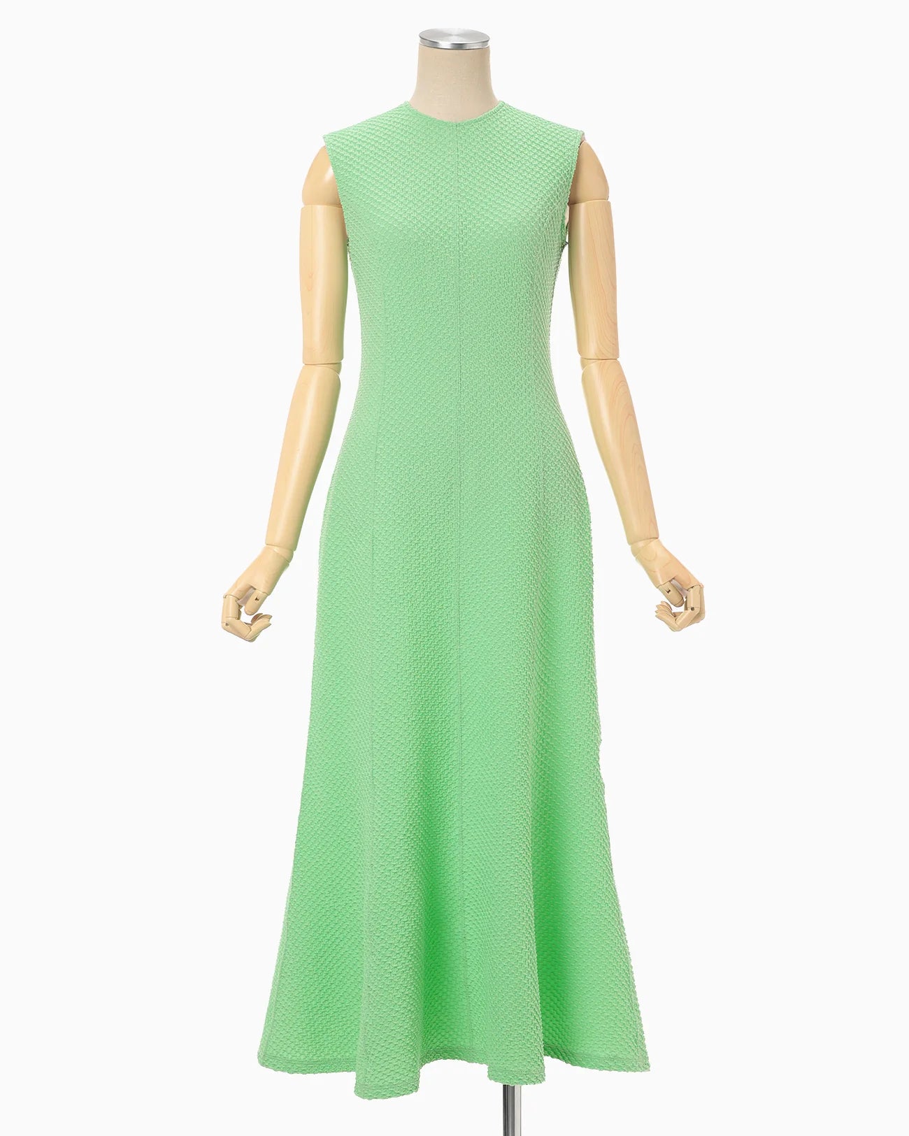 Mame Kurogouchi Shirring Jersey Jacquard Sleeveless Dress - Light Green