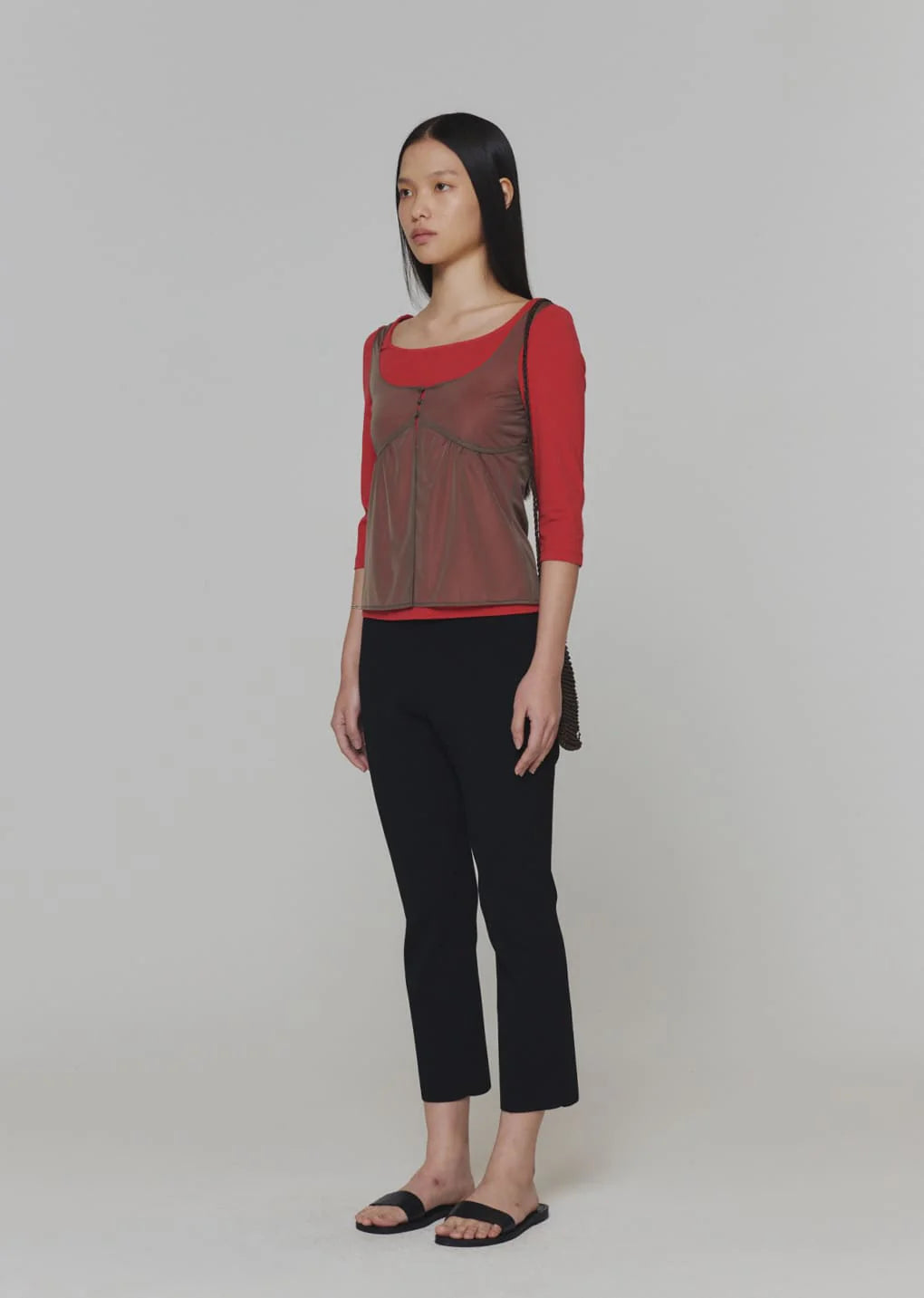 Amomento Scoop Neck Short Sleeve T-shirts - Red