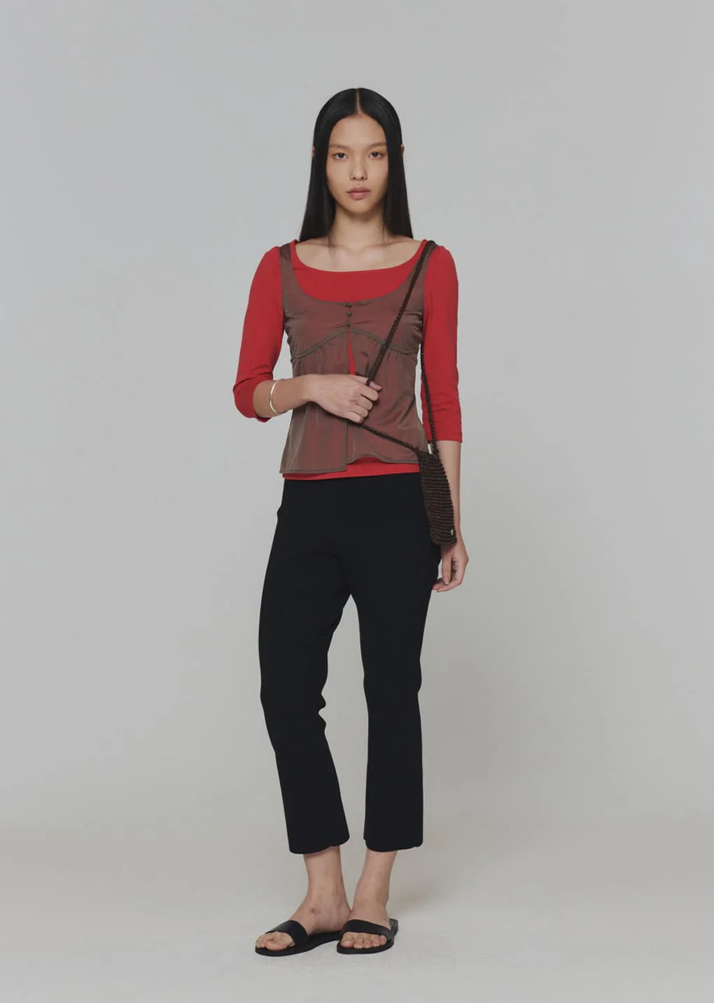Amomento Scoop Neck Short Sleeve T-shirts - Red