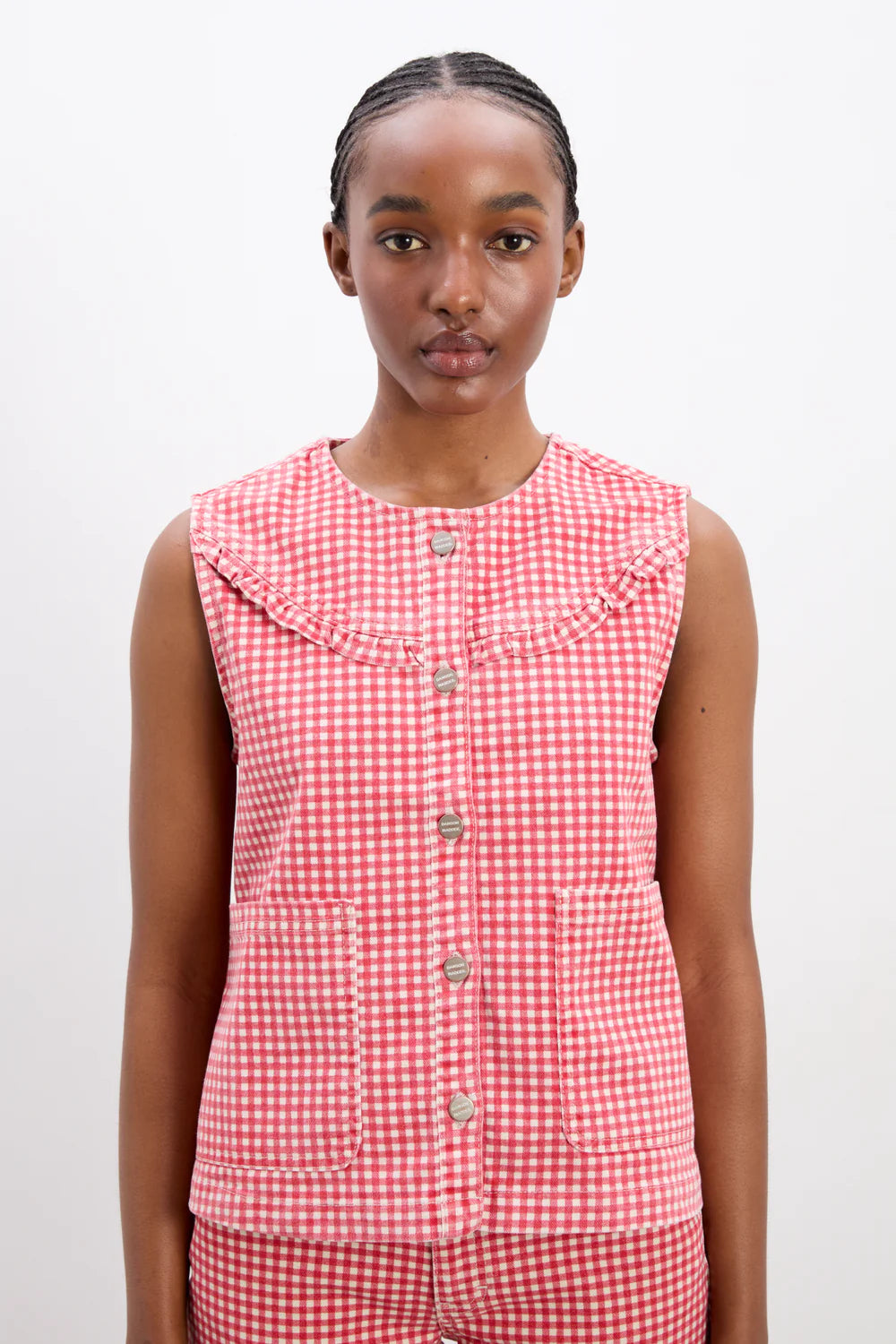Damson Madder Mari Top- Red Gingham