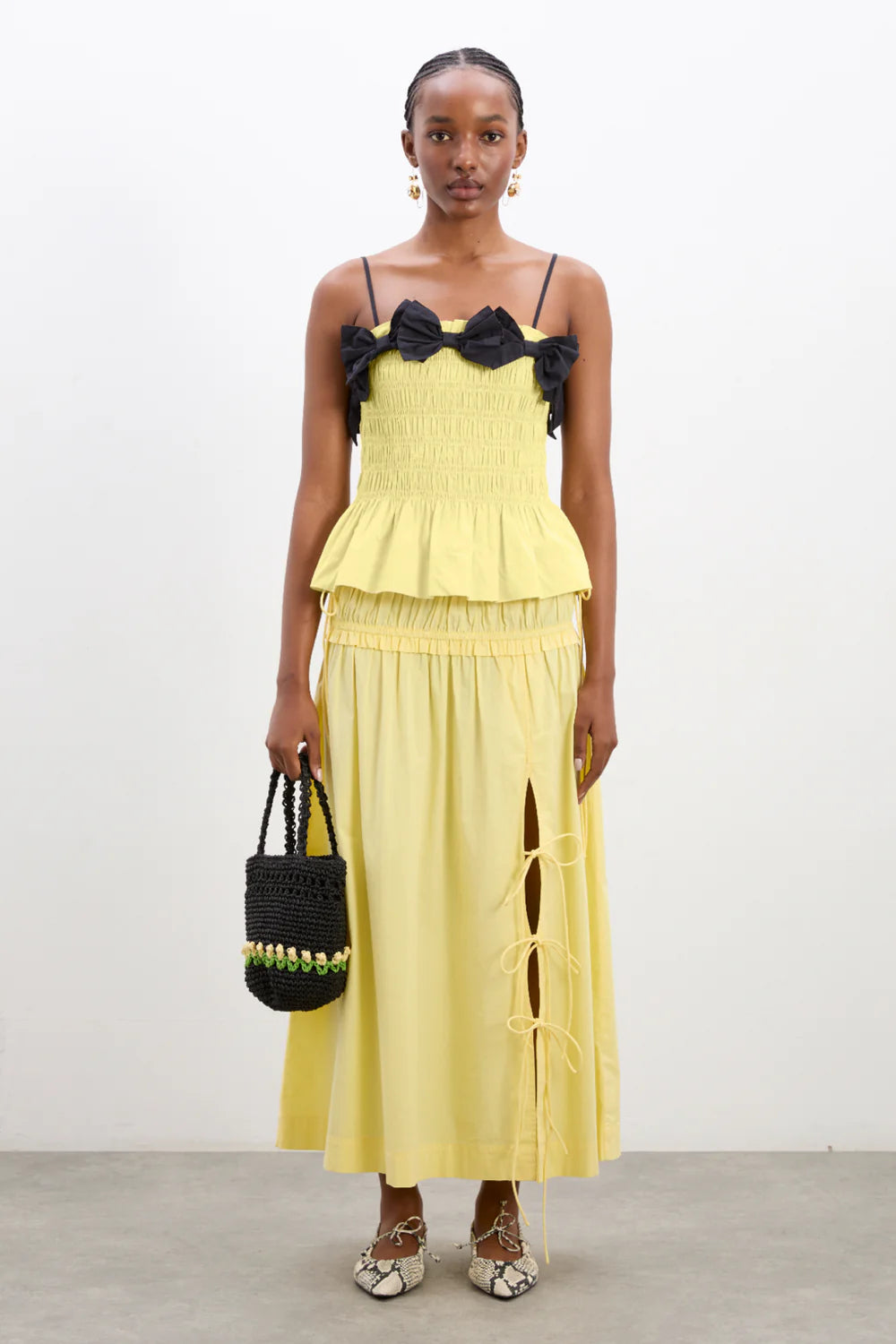 Damson Madder Charlotte Midi Skirt - Butter Yellow