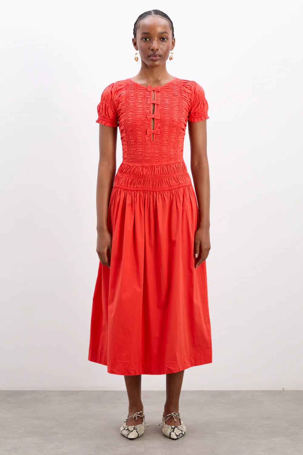 Damson Madder Saffy Midi Dress - Red Alert