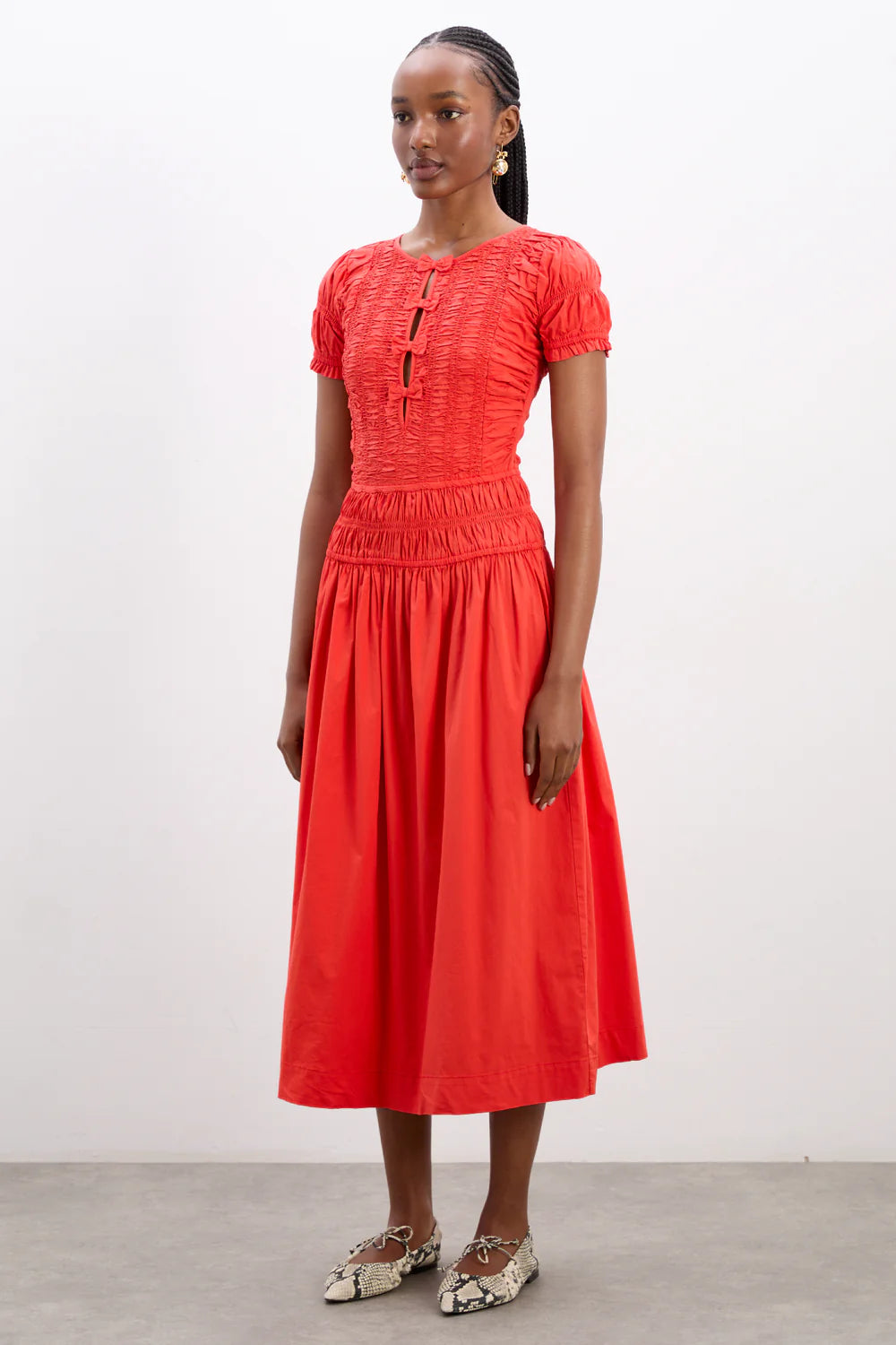 Damson Madder Saffy Midi Dress - Red Alert