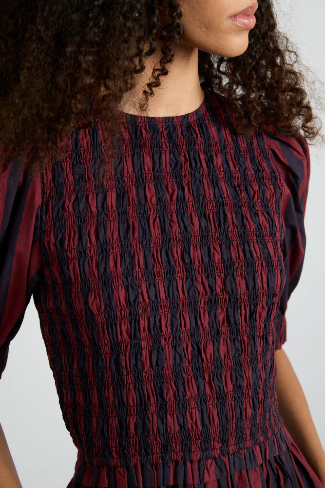 Damson Madder Bluebelle Midi Dress - Red/Navy