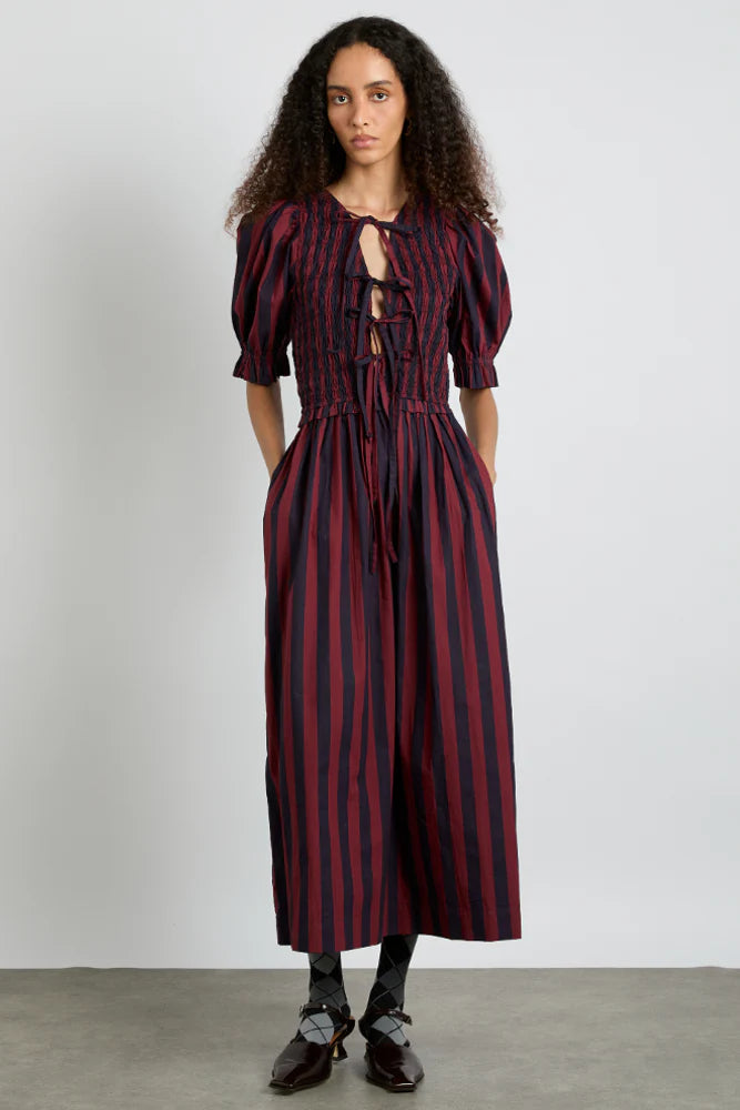 Damson Madder Bluebelle Midi Dress - Red/Navy