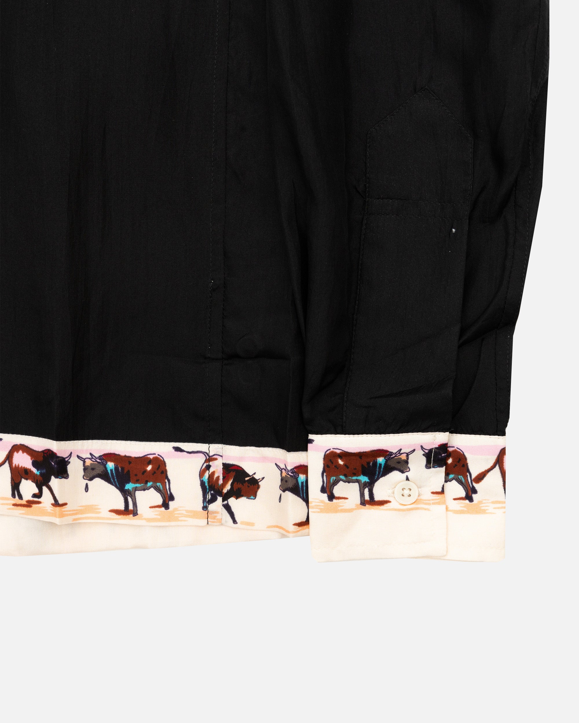 BODE Taureau Long Sleeve Silk Shirt Black